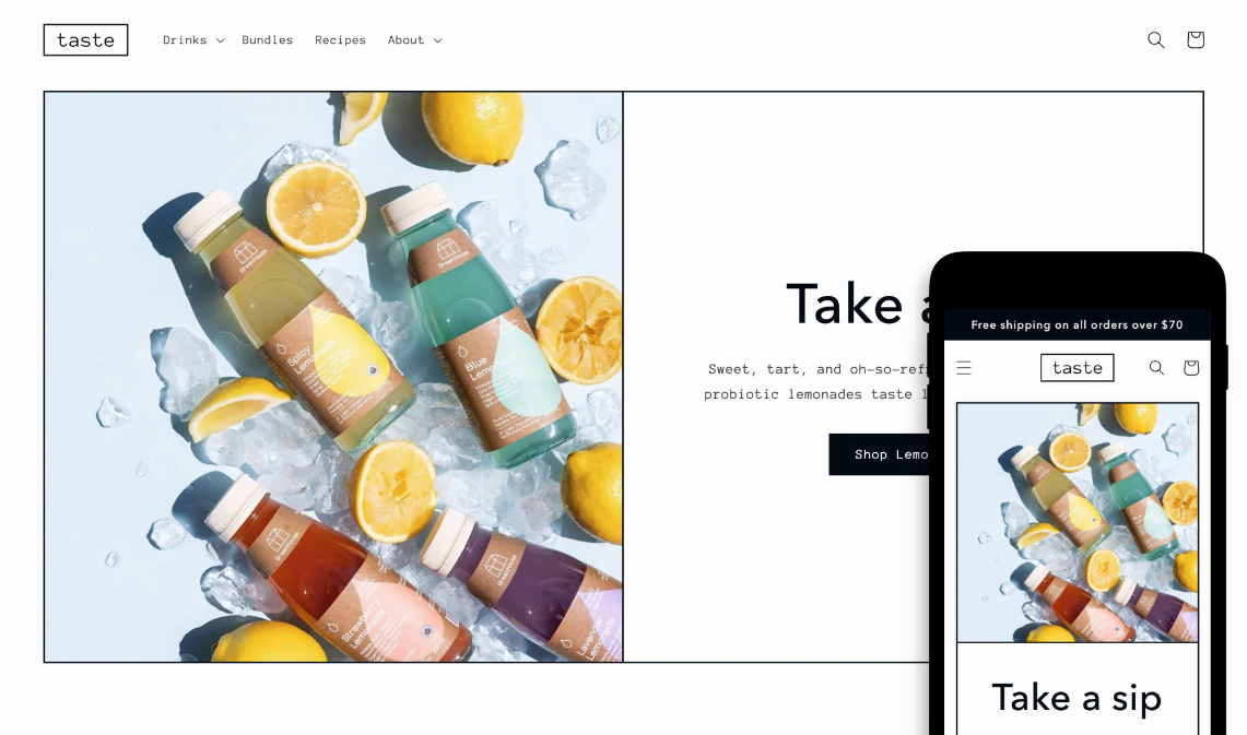 Taste is one of the free Shopify premium themes